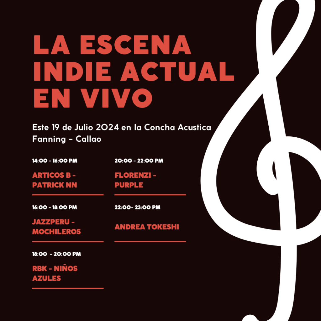 Programación del evento Viernes de Música Indie de ticketefectivo